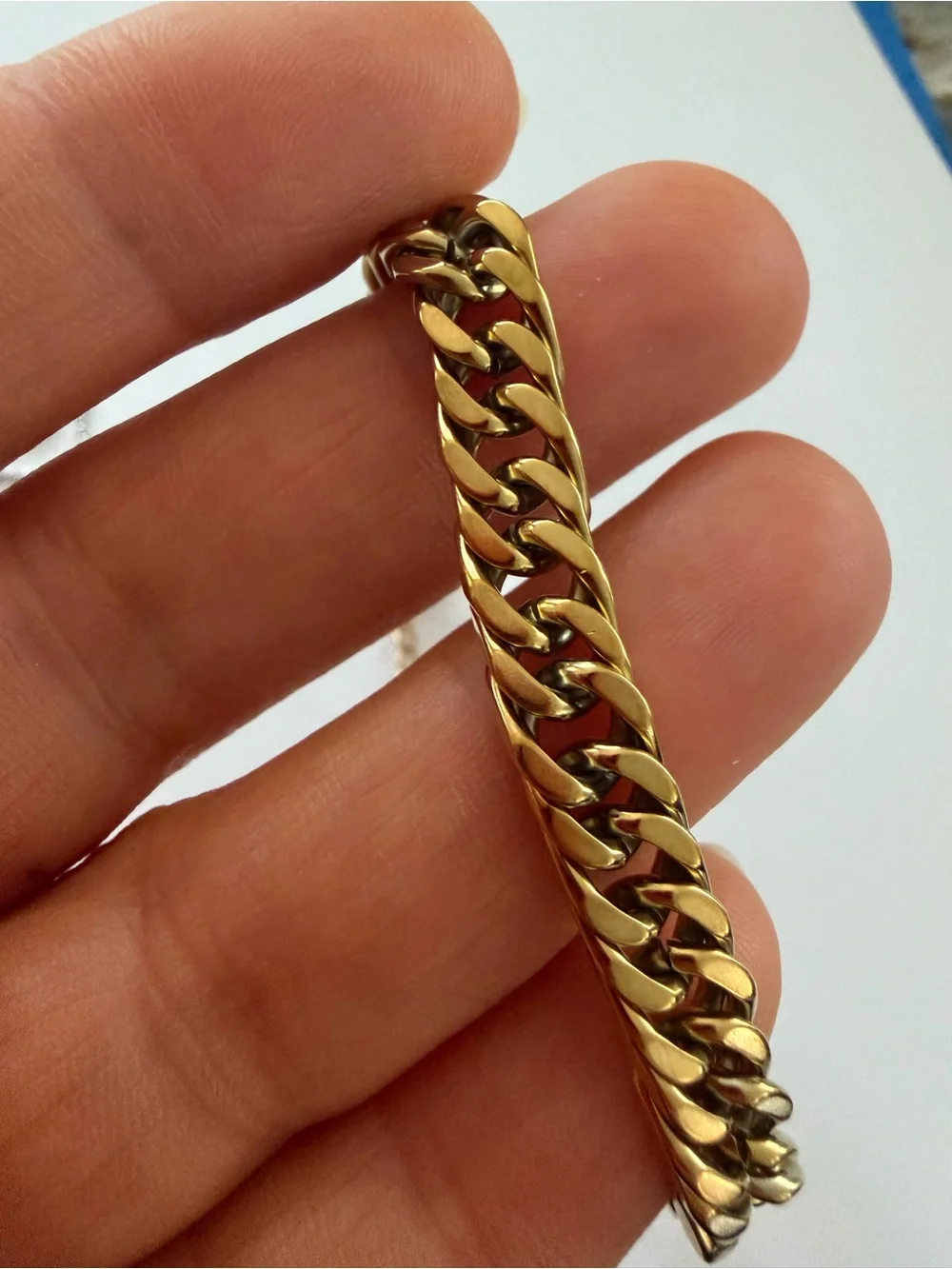 Gold Cuban Link Bracelet for Men - Polished Chain 7.5 -9.5 inch
